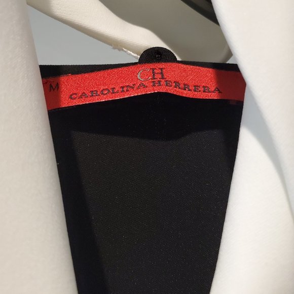 Carolina Herrera Oversized Black Tunic with White Neck Tie - Size M - Picture 6 of 6